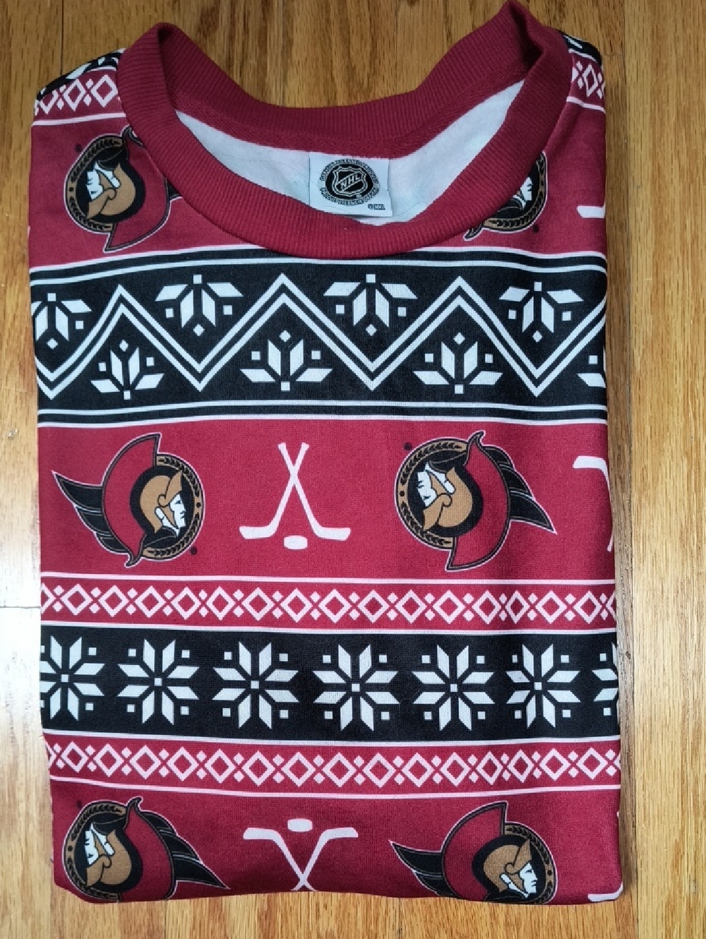 NHL Ottawa Senators Red and White Logo Crewneck Pullover